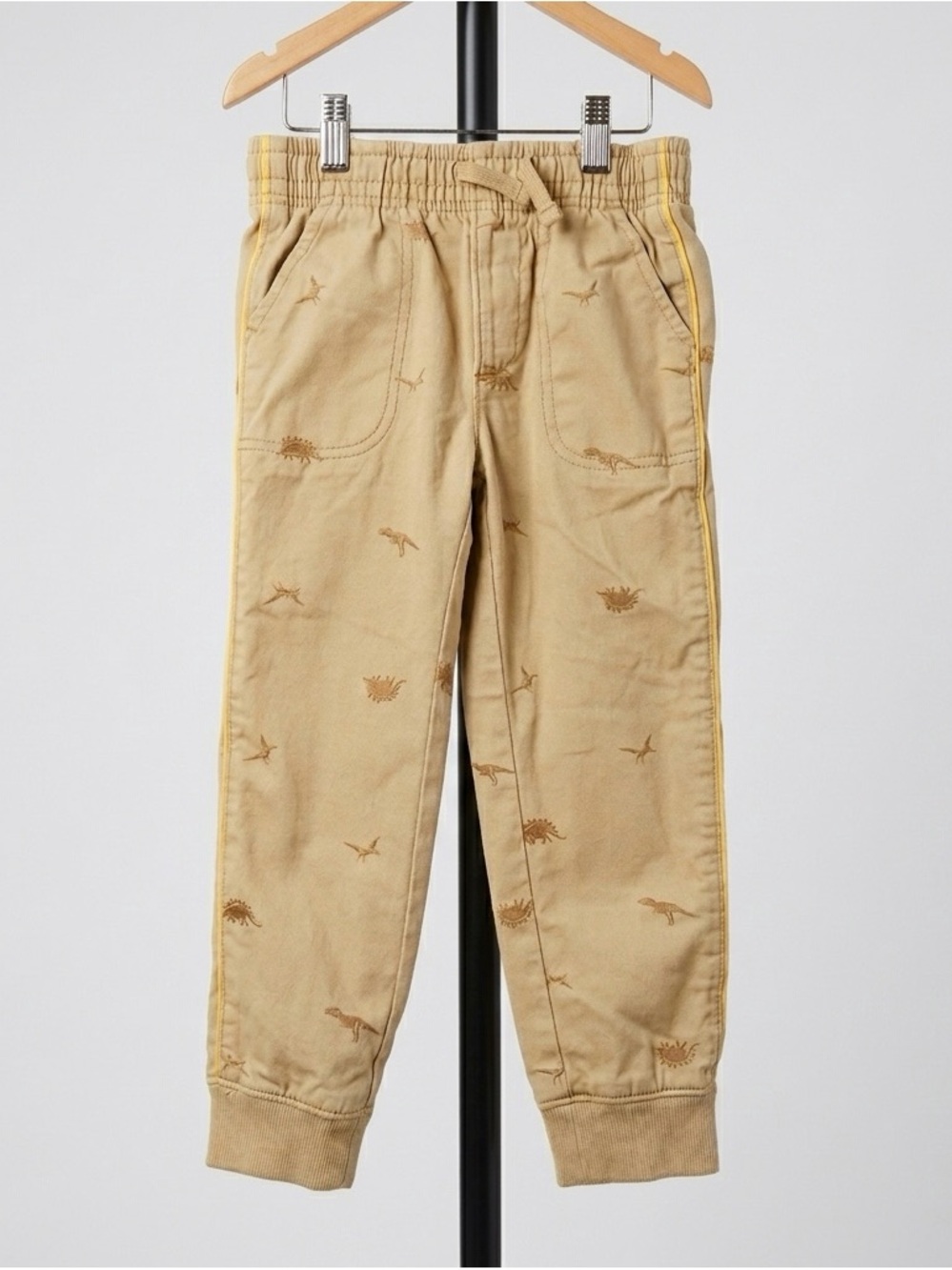 BABY GAP Toddlers Jersey Lined Cargo Khaki Joggers Dinosaur Print Size 5